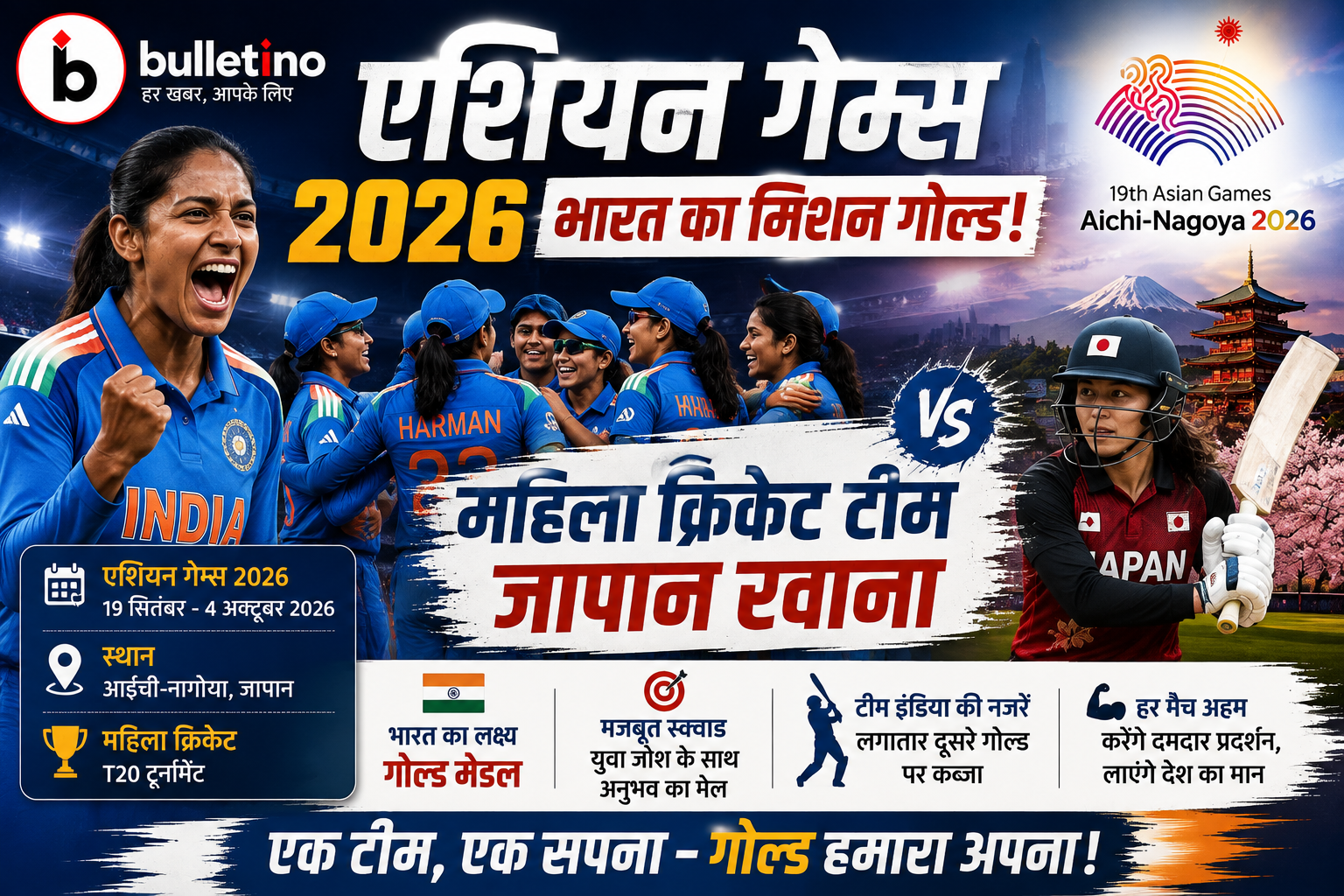 Asian Games 2026 में भारत महिला क्रिकेट टीम की जापान पर जीत