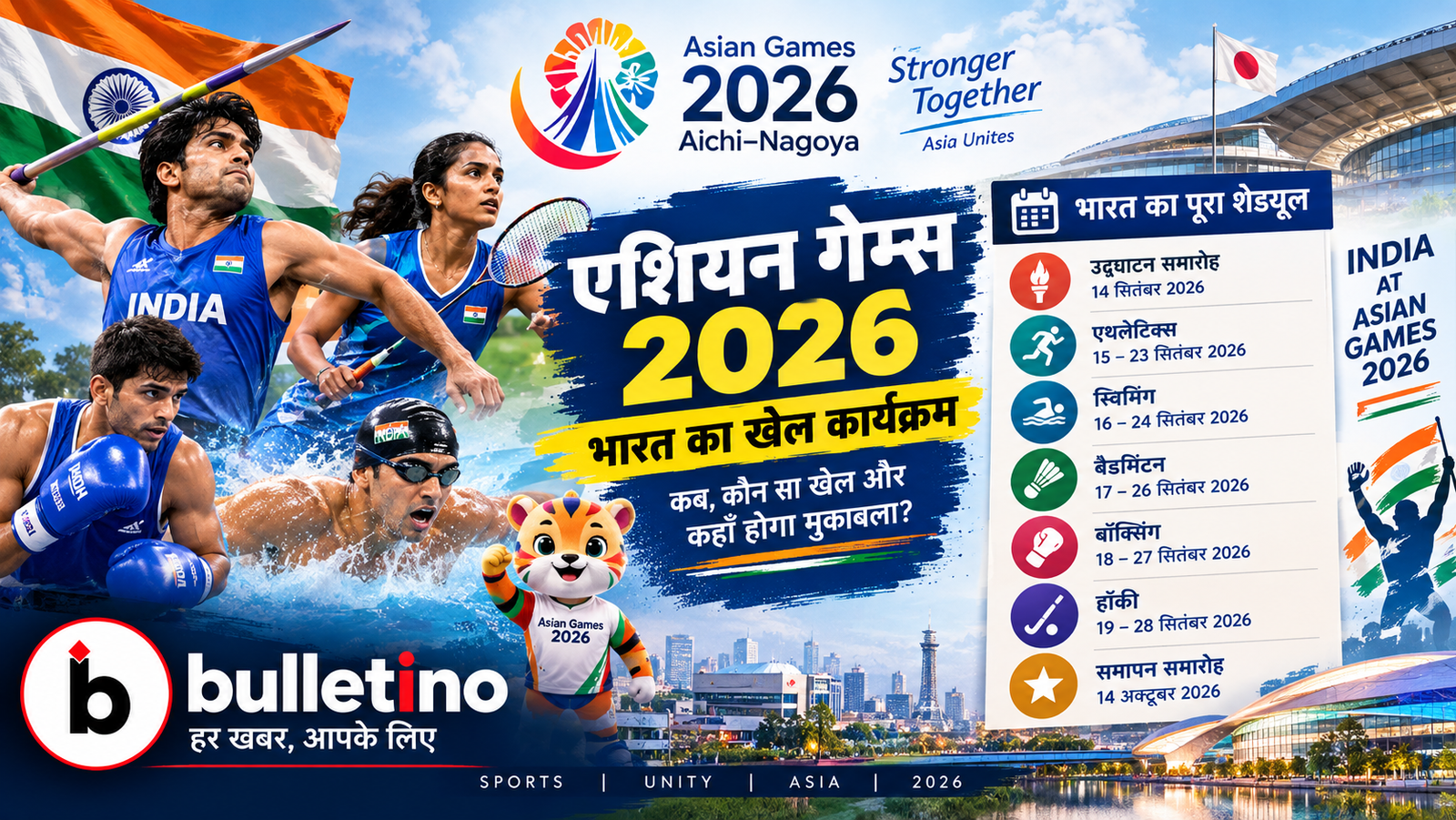Asian Games 2026 में भारतीय खिलाड़ियों का मुकाबला